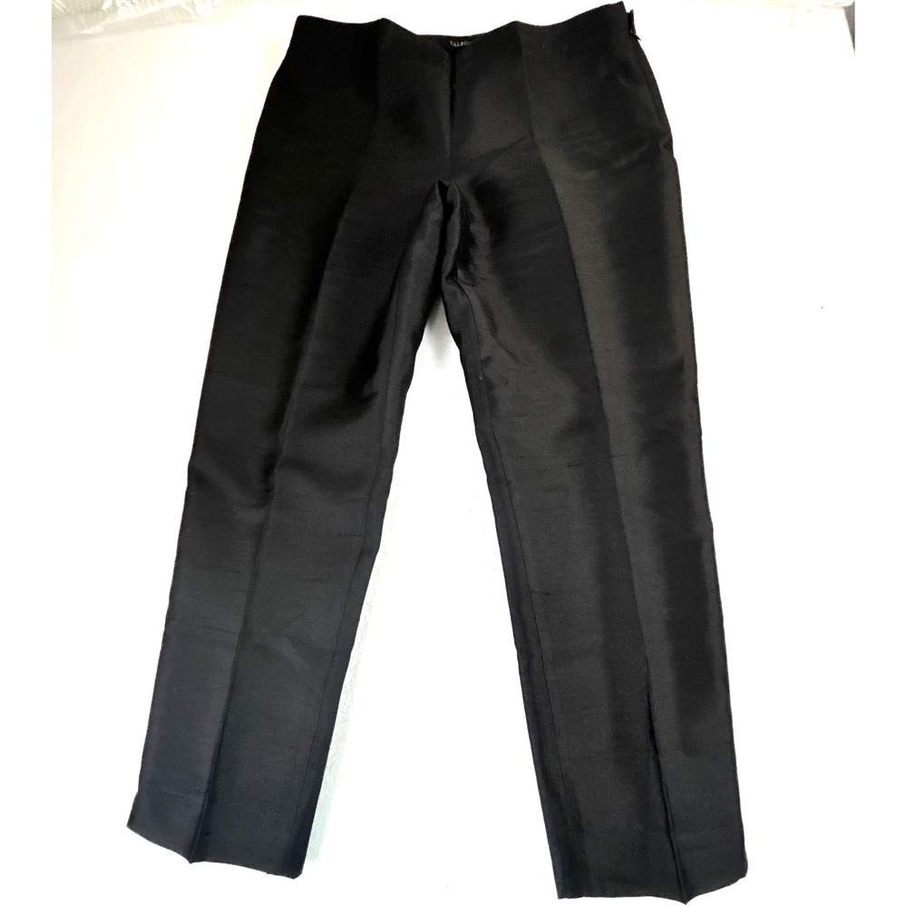 Talbots Black Silk Slub Dress Pants Side Zip Straight Leg High Rise Mens 37x30